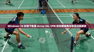 Windows 10 环境下配置 Array SSL VPN 的完整指南与常见问题解析